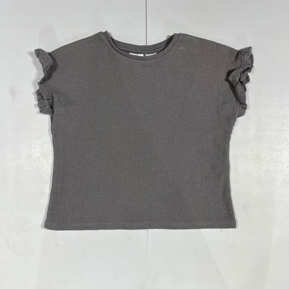 Zara Girls Parisian Waffle Knit Ruffle Sleeve Top Size 4-5 Cottagecore Capsule